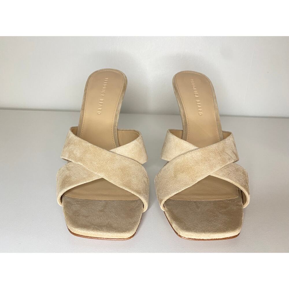 New Veronica Beard Alsea Sandal In Sand Suede 11 cream beige suede heels - Picture 5 of 10